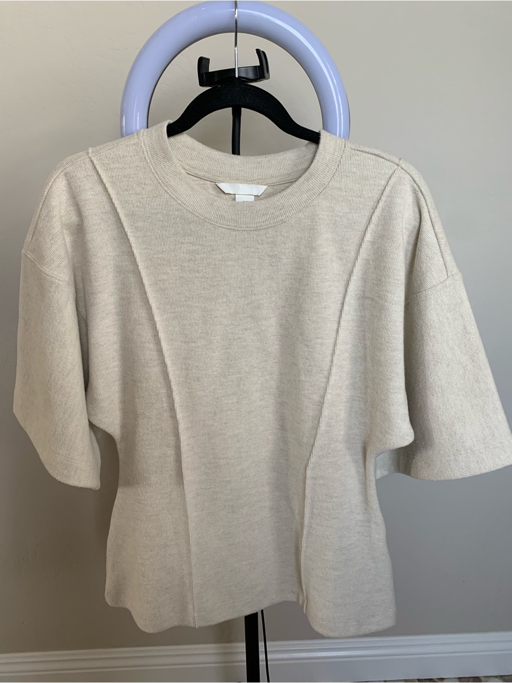 H&M Cream Short-Sleeve Knit Sweater - Minimalist Women's Top. Never worn.